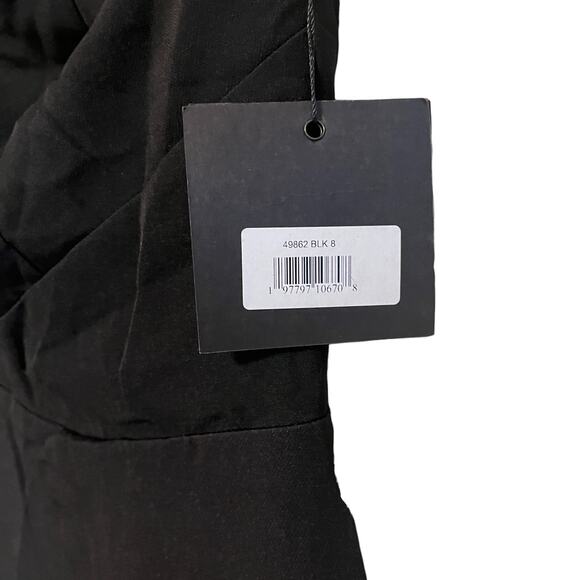 Ieena for Mac Duggal Crepe Thigh High Slit One Shoulder Evening Gown Black Sz 8 - Picture 5 of 10